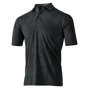 Island Green Mens Jacquard UV Protection Golf Polo Shirt / Charcoal